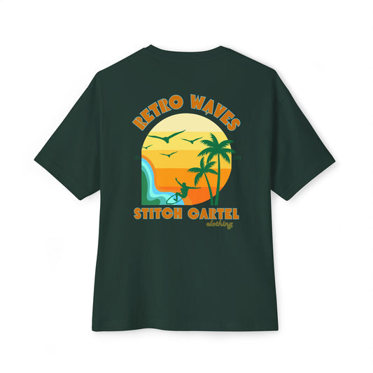 Unisex Retro waves Oarange design Oversized Boxy Tee