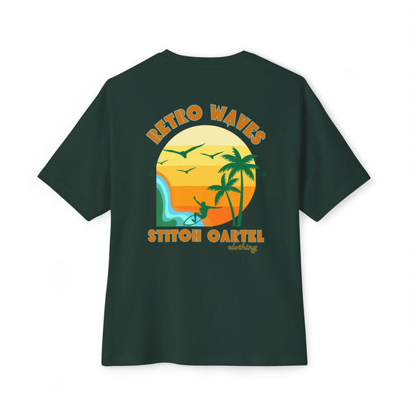 Unisex Retro waves Oarange design Oversized Boxy Tee