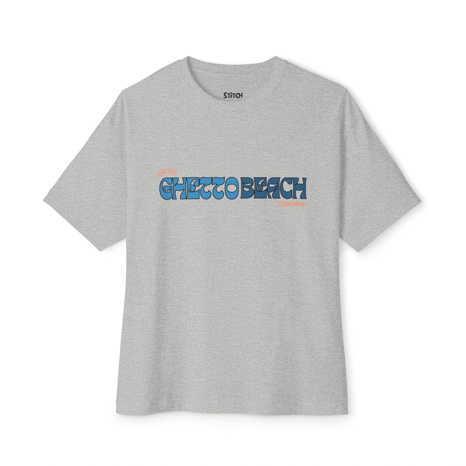 Ghetto beach basic orange and blue design Unisex Oversized Boxy Tee
