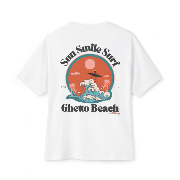 Ghetto beach black design over sized Vintage Box Tee