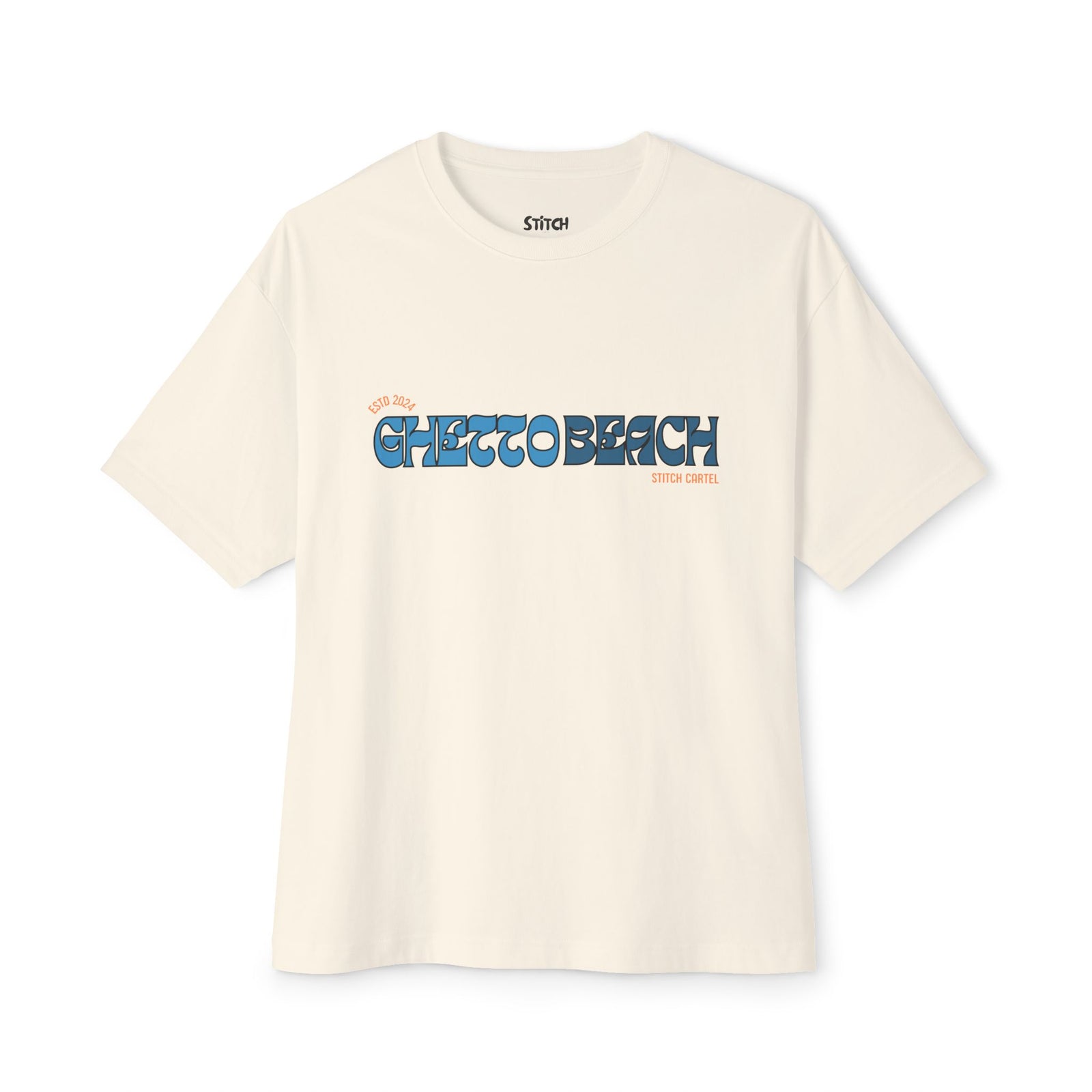 Ghetto beach basic orange and blue design Unisex Oversized Boxy Tee
