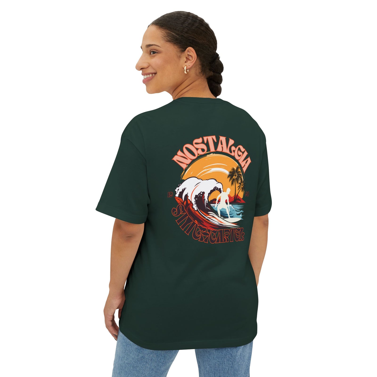 Mens nostalgia pink design Oversized Boxy Tee