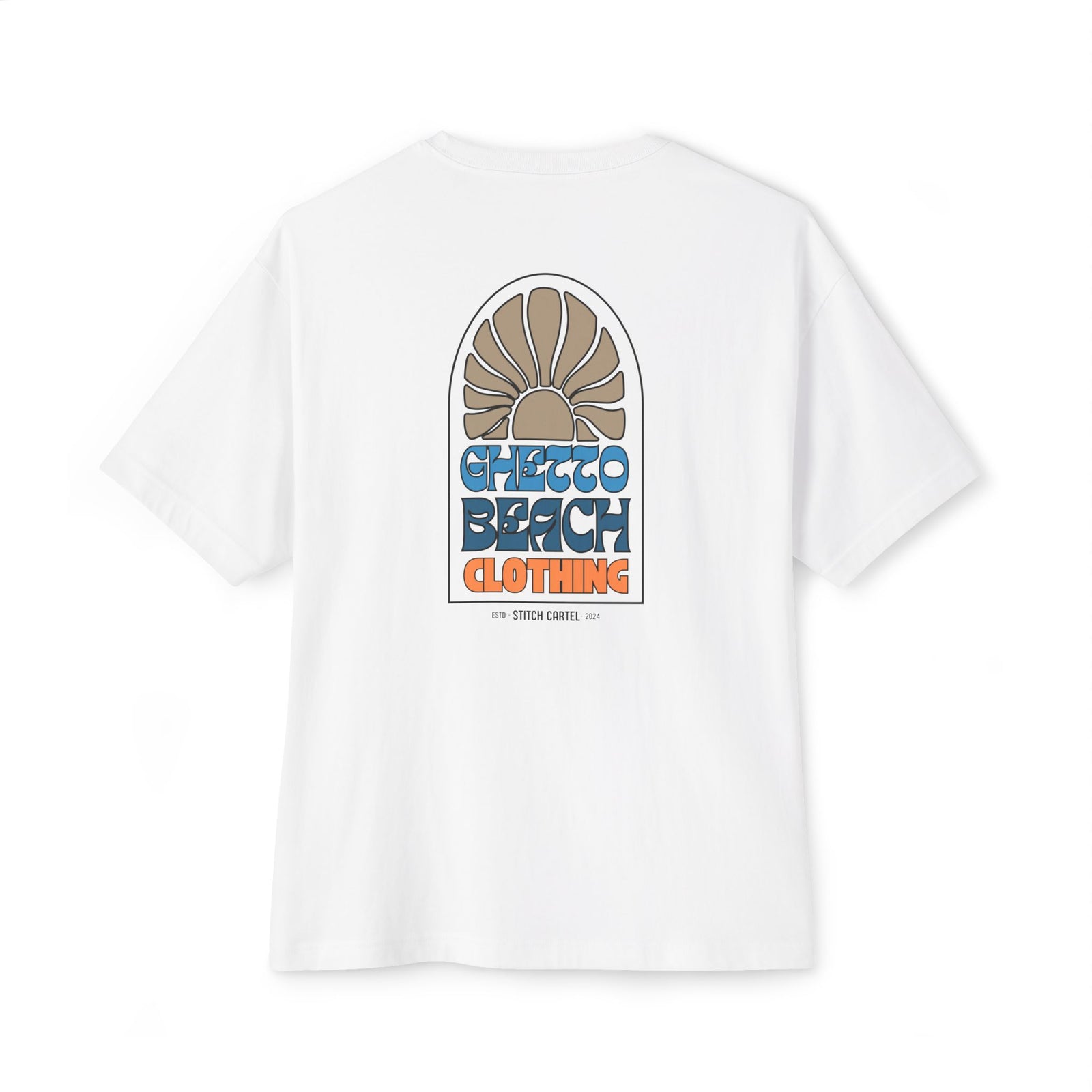 Ghetto beach basic orange and blue design Unisex Oversized Boxy Tee
