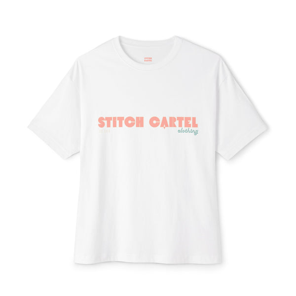 Unisex Retro Waves pink design Oversized Boxy Tee
