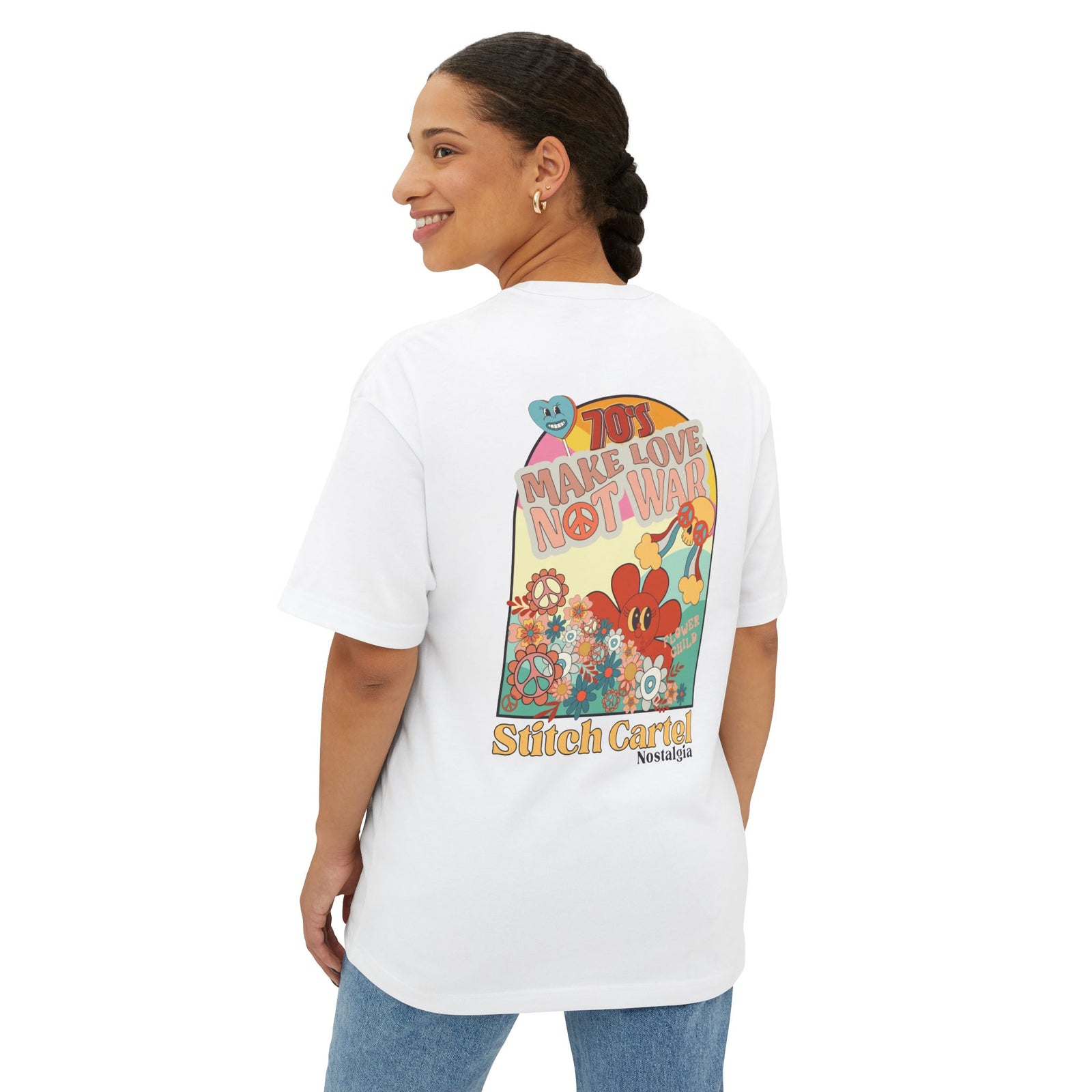 Womans yellow and black 70s Nostalgia Box Tee