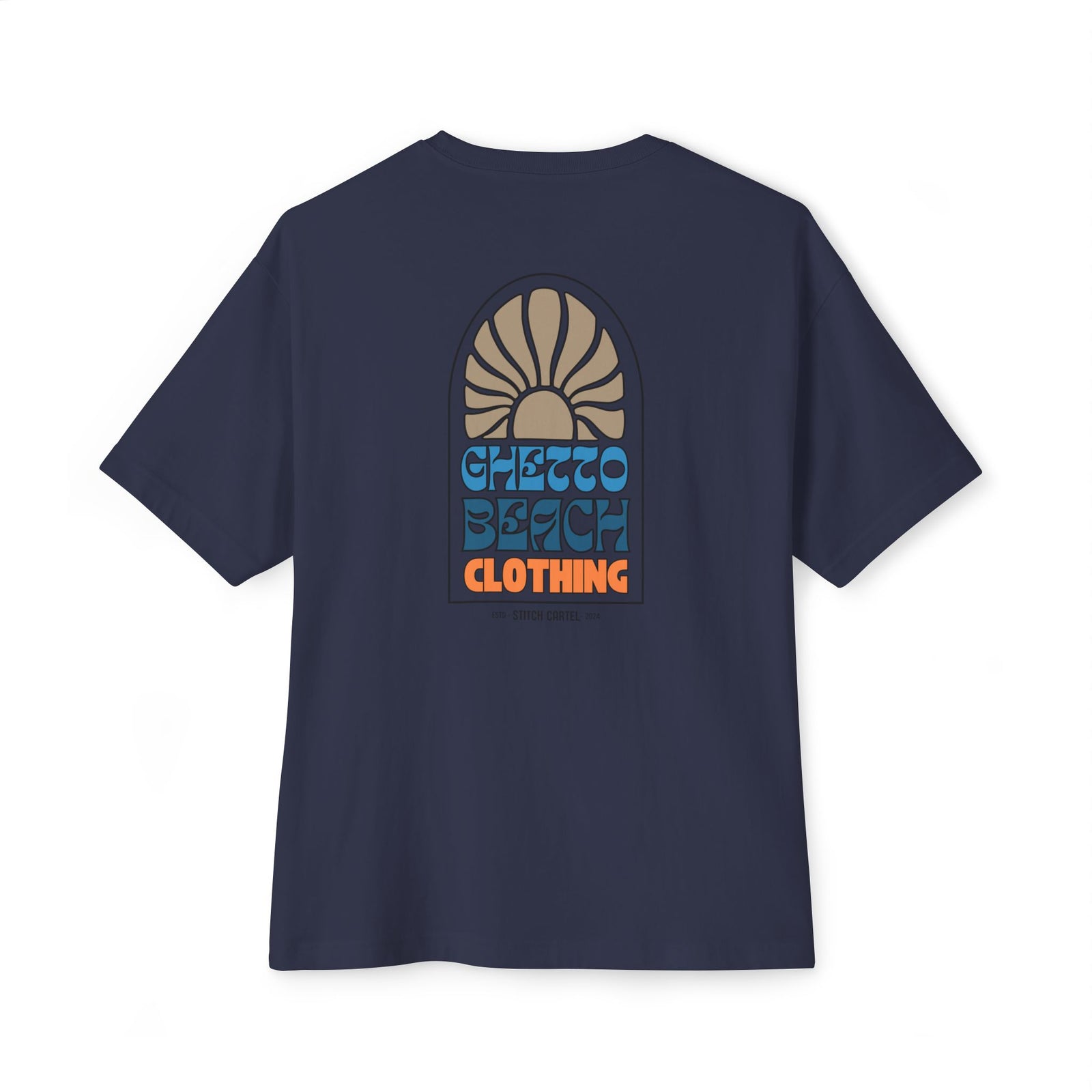 Ghetto beach basic orange and blue design Unisex Oversized Boxy Tee