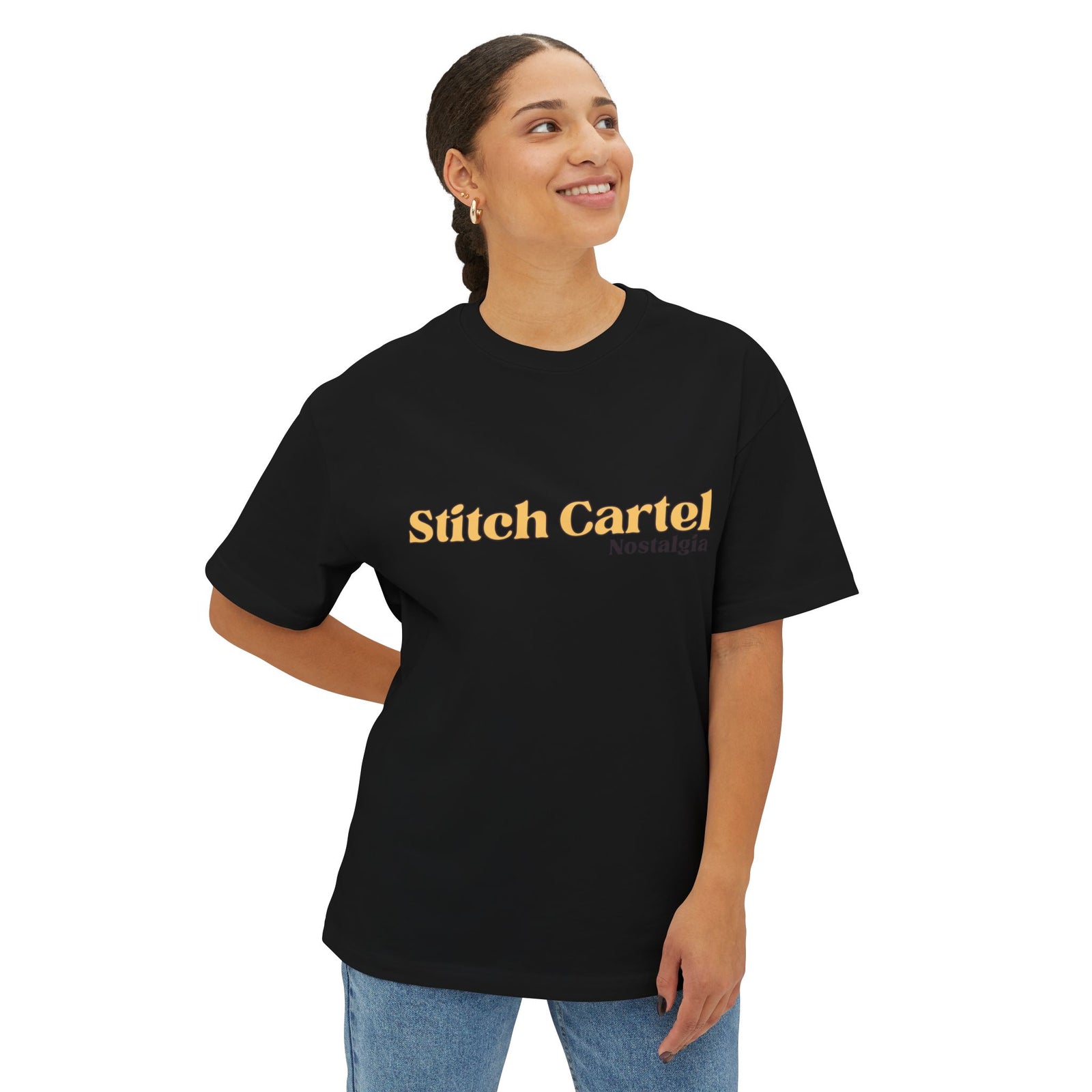 Womans yellow and black 70s Nostalgia Box Tee