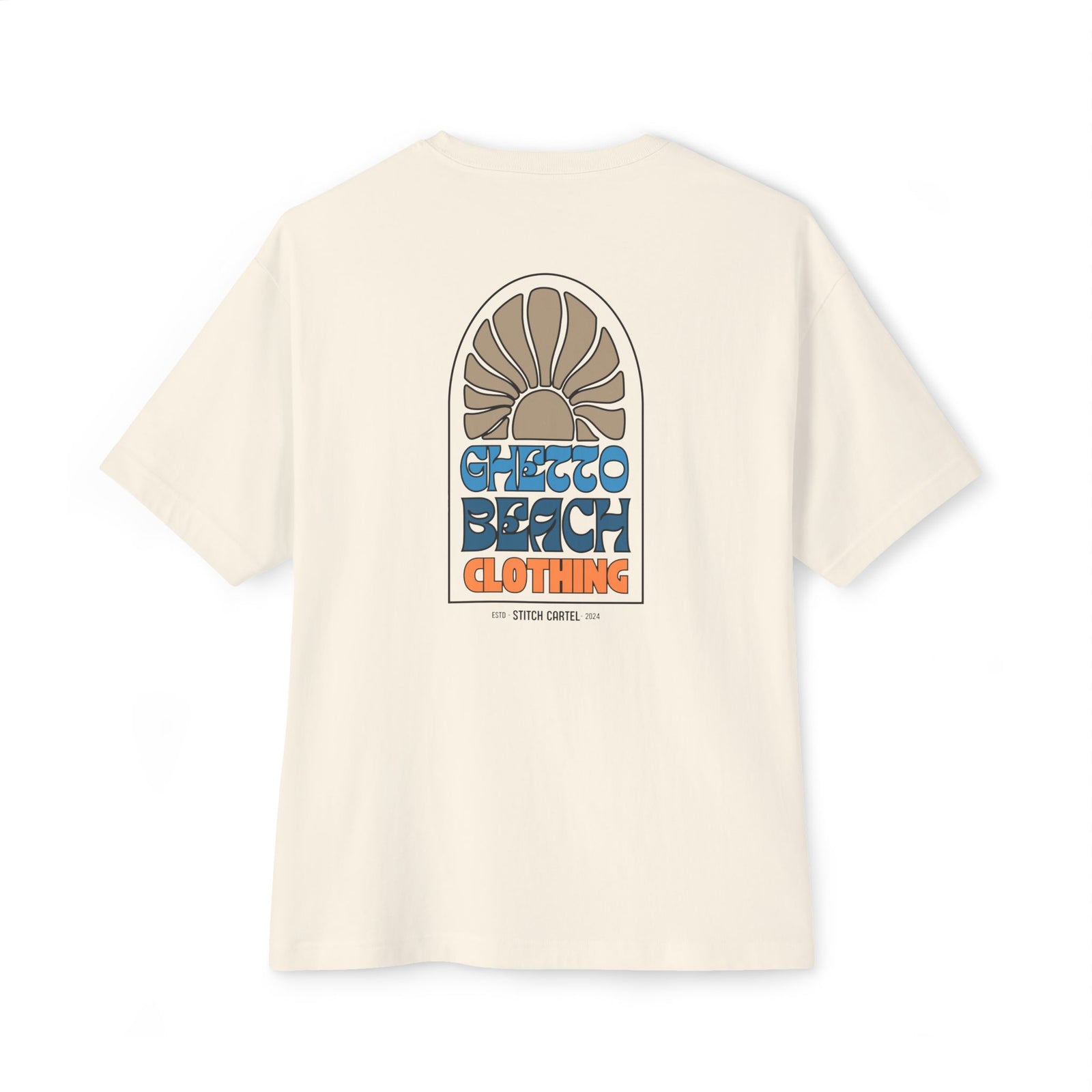 Ghetto beach basic orange and blue design Unisex Oversized Boxy Tee