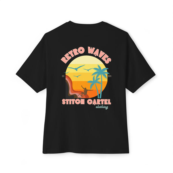 Unisex Retro Waves pink design Oversized Boxy Tee
