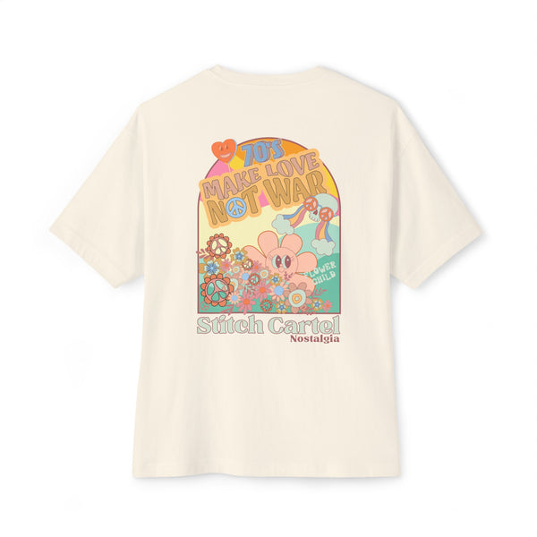 Womans 70’s nostalgia beige design Oversized Boxy Tee