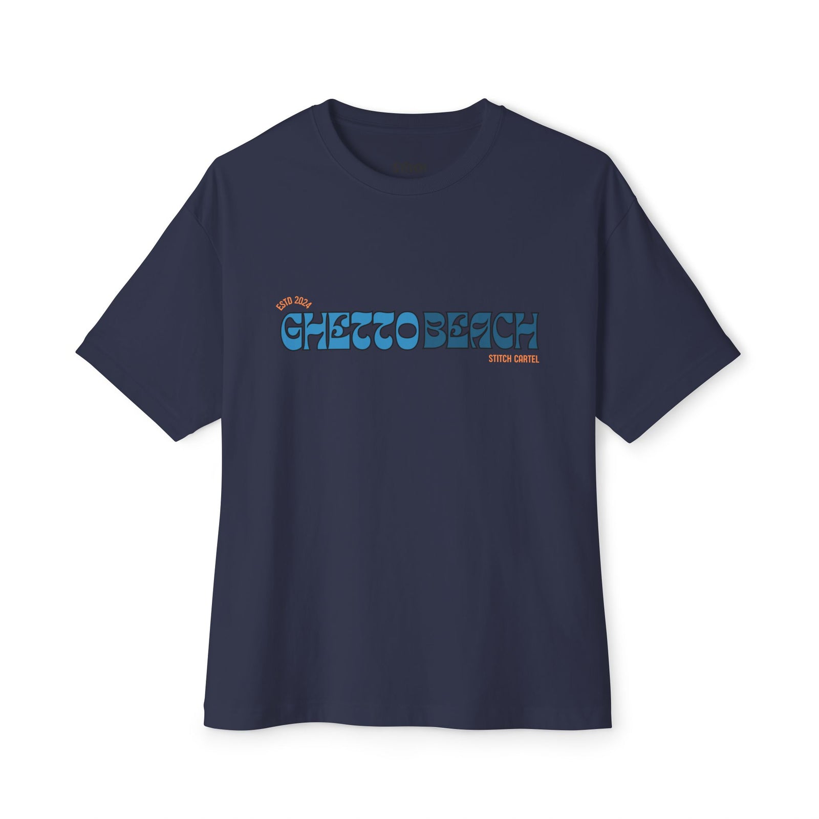 Ghetto beach basic orange and blue design Unisex Oversized Boxy Tee