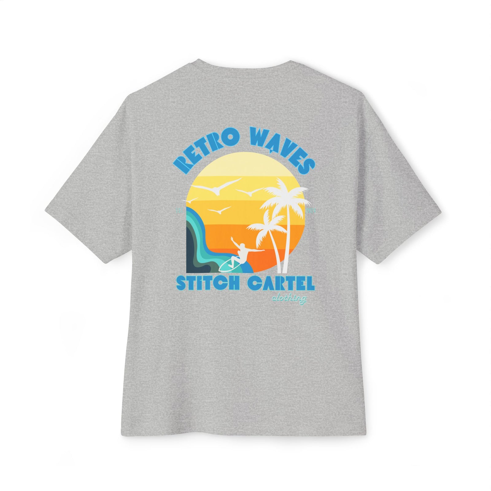 Unisex Retro Waves blue design Oversized Boxy Tee