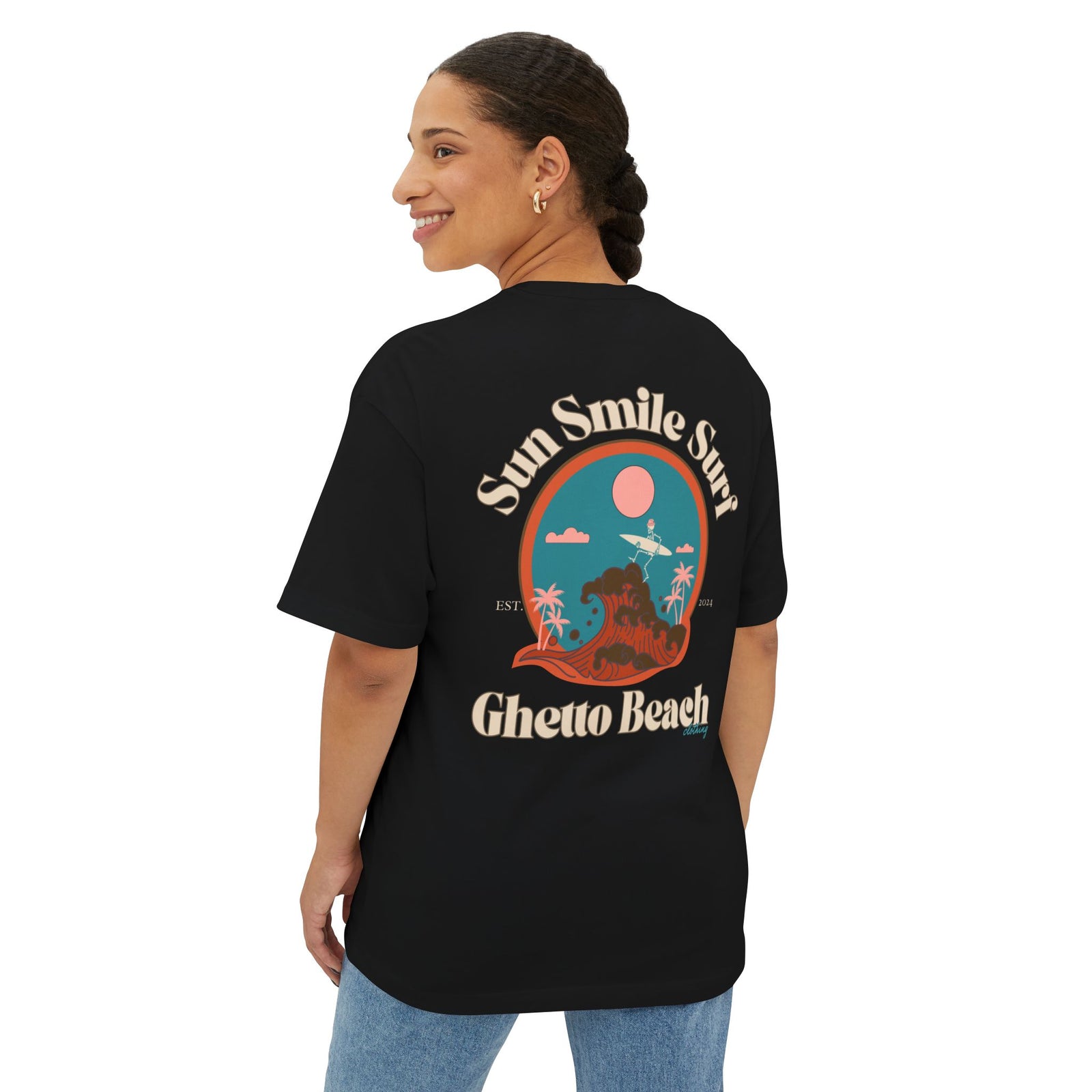 Ghetto Beach Beige design Oversized box tee